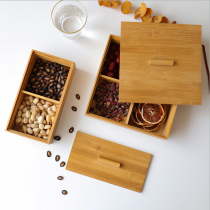 Day-style bamboo and wood dried fruit sub-lattice trays Home Living room clubhouse Snack Candy Snack Nut Melon containing the cartridge lid