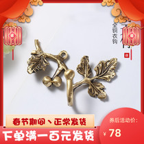 Nanshan bamboo all-copper creative decorative clothes hook European-style Nordic simple art hook Chinese porch light luxury wall hook