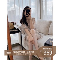 lowey EarlGrey MilleCr êpes Earl Polar Point Lace Jacquard Mesh Lantern Sleeve Dress