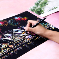 Colorful city night scene scraping 8 open scraping paper scraping diy handmade New Year gifts for boyfriend and girlfriend girlfriends