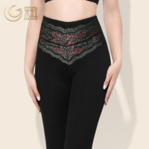 Black beat bottom pants woman outside wearing 2021 spring big code high waist thin section cotton pants elastic suede pants plus suede pants socks