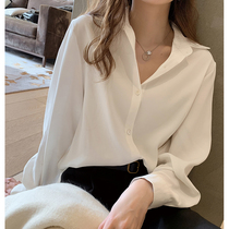 European Station Loose Skinny Chiffon Shirt Women's 2022 Spring and Autumn New Small Women's Light Mature Long Sleeve Shirt