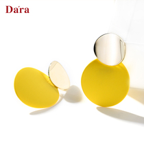 925 silver pin yellow earrings female temperament senior net red 2021 New Tide Korea summer fresh Fairy earrings