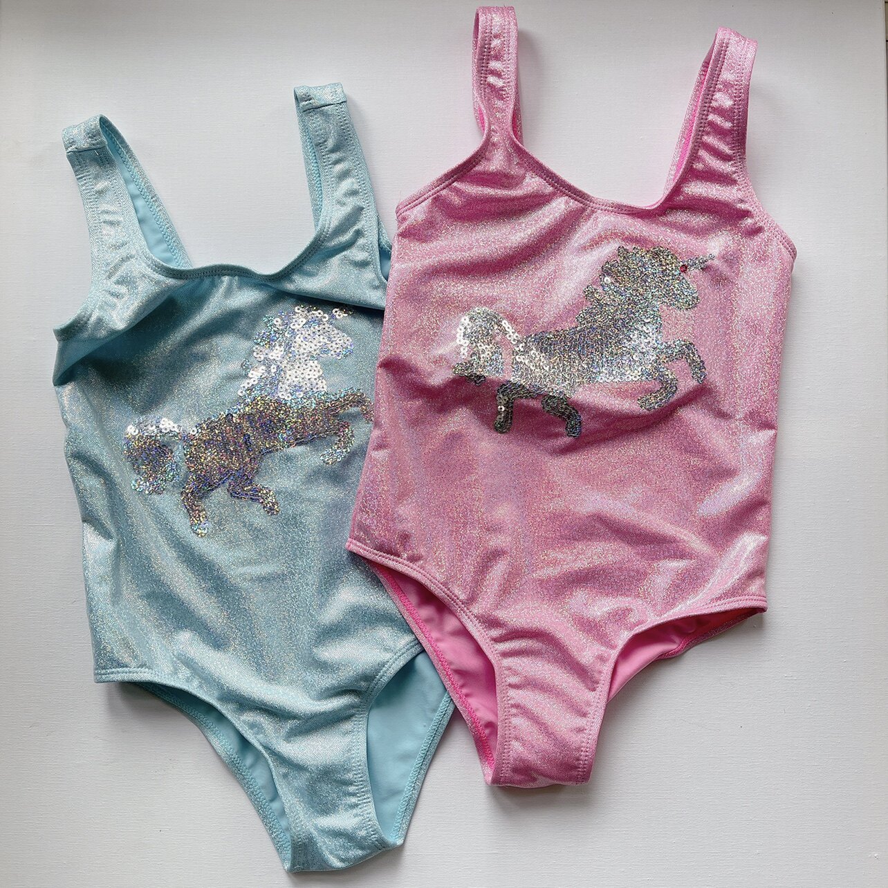 Foreign Trade Outlet Baby Bathing Suit Children Small Horse Rainbow Pony with swimsuit seaside holiday swimsuit with fine sequin
