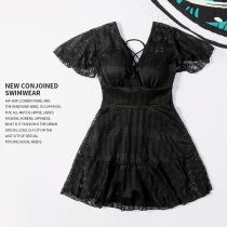Swimsuit women 2020 new sexy backless lace slim belly belly soak hot spring one-piece dress large size swimsuit women