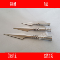 Stainless steel red tasseled spear head weapon chopping iron and armor handmade red tasseled gun head martial arts performance spear gun unopened