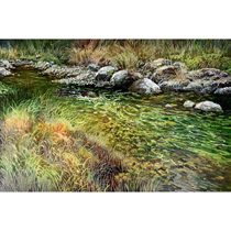 North Korean landscape oil painting Meritorious Artist Jin Yi autumn river living room decoration painting hanging painting