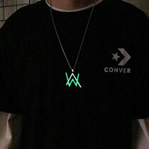 European and American electric sound luminous Alan Walker necklace male hip hop Allen Walker W luminous pendant Tide brand necklace female