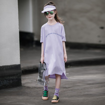 Girls dress for dress coupledresses Summer Womens Princess Pair princess dress Korean version of long style Personality Loose t-shirt Long dress