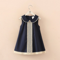 Korean baby doll collar dress 2021 summer new girls foreign style childrens clothing childrens sleeveless skirt