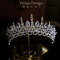 High-end atmospheric silver crown crystal zircon bridal wedding headdress King crown travel hair ornaments Birthday gift