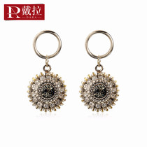 Dila jewelry S925 silver needle retro pendant earrings female European and American Baroque retro court style short earrings