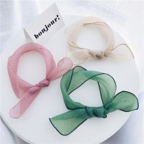 Neck organza ribbon pink ribbon female accessories neck small silk scarf high-end summer small scarf light thin headscarf