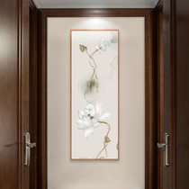 Oil painting hand-painted Lotus porch decorative painting living room background corridor hanging painting new Chinese double mural modern abstract