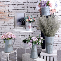 European and American retro old wrought iron flower large flower bucket tin bucket iron bucket flower pot flower shop decoration creative home