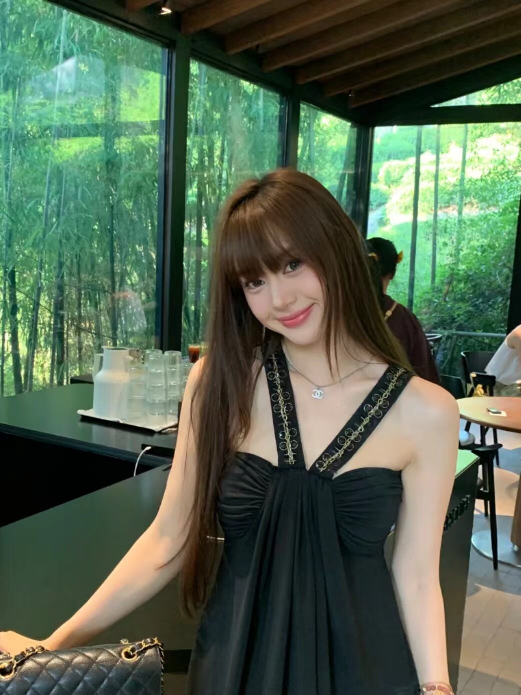 真我黑长直漫画齐刘海假发套 全真发整顶设计 自然隐形无痕贴合 长发飘逸顺滑