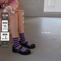 LET ME SEE simple Joker retro color striped stockings children ins Tide college style autumn and winter