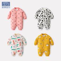 Baby clothes autumn and winter female newborns go out to hug warm and warm out to wear male baby winter clothing thickened one-piece clothes
