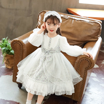 Girls Lolita Dress Princess Lolita Dress 2021 Autumn Dress Womens Treasure Mesh Dress Children Lolita Tan Skirt