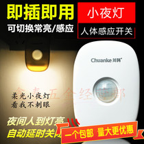 Chuanke night light plug-in bedside bedroom baby feeding Light LED body induction light plug-in switch night light