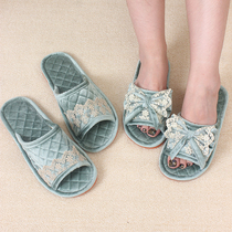 Velvet fabric spring and summer home soft bottom men and women indoor slippers home comfortable couple floor beef tendon non-slip