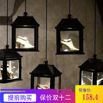 New product display rack Window display rack Shoe rack dustproof glass cabinet Retro wall hanging hanging display display