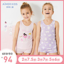Adoring children 1 year old girl Girl girl baby MODAL Cartoon Print Summer hurdle thin vest