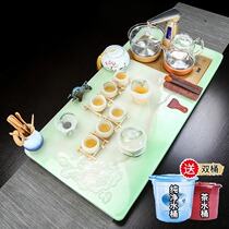 High-grade jade glazed jade kung fu tea set household simple modern fully automatic one European stone tea tray