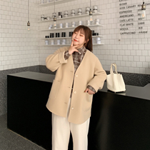 ALIN large size double-sided cashmere fattening coat autumn and winter 2020 New temperament slim short woolen coat