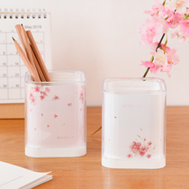 Cute fresh multifunctional pen holder fashion desktop storage box cute girl heart ins acrylic pen holder decoration