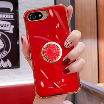 Suitable for Apple 7plus mobile phone case 7plus creative clock ring bracket Apple 7 all-inclusive lens protection iphone7 airbag electroplating anti-drop soft shell 7p Tide brand net red high-end womens model