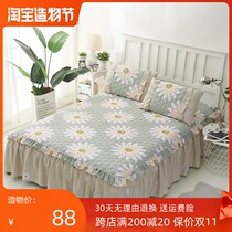 Korean version of the Princess cotton padded thickened bed skirt cover three-piece bedspread bed cover Single non-slip cotton bedding