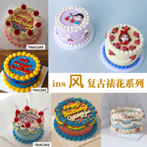 2020ins style Korean decorating simulation birthday cake model color color cream fake cake window sample
