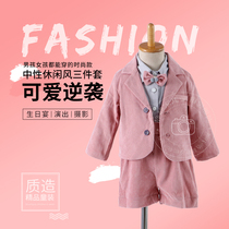 2-year-old boy suit spring and autumn pink suit Girl suit Nordic style childrens photography clothing pink dress