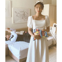 Hepburn style small white skirt temperament banquet evening dress female French retro forest travel light wedding dress Super fairy dress