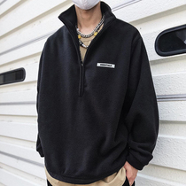 fg essentials fog fear of god double thread half zip stand collar fleece jacket coat tide