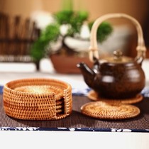Hand Woven Vines Knitted tea cups cushions 7 pieces Set of tea set Insured pads Tea Road accessories Home Creative round cushion