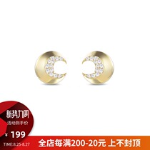  HeyJewel BENSHENG BENSHENG star series moon inlaid crystal diamond 925 silver ear stud spot