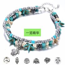 Rice bead yoga beach turtle pendant anklet bracelet lady