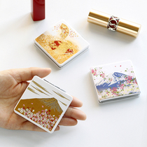 Japan imported Yamanaka lacquerware gold leaf Cherry blossom Mount Fuji Portable folding makeup mirror small mirror gift