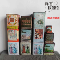 Old-style iron box Old iron bucket biscuit box Old candy box shop display decoration film and television props