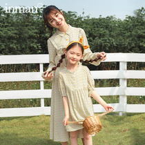 Mainman children dress parent-child dress with dress and dress foreign air 2022 Spring and autumn new girls dress Art and lanterns sleeves