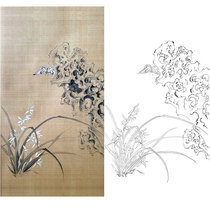 Gongbi painting white sketch background draft Bluegrass Chu Yanchun retro style flowers and birds hook line physical print draft size optional CY25