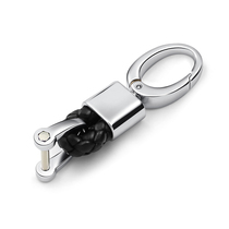 Hand-woven leather rope mens female waist pendant key chain metal ring creative personality car lock key Horseshoe