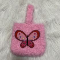 Original homemade Cool Trampoline Cute Butterfly Pink Hands with bag Handbags cute and soft woven bag