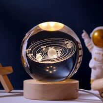 Glowing solar system crystal ball desktop night light ornament creative glass ball ornament birthday gift female graduation
