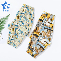 Childrens summer lightweight anti-mosquito pants boys bloomers girls tie pants casual pants long pants home pants tide