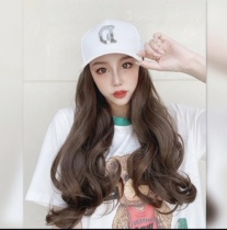 New duck tongue hat wig one female youth fashion female elegant long curly hair hat Net red hot sale big wave