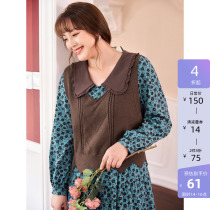 (Qingkura RMB150 ) Large-size womens clothing Spring loaded with slim and reduced age Good lap shorts V-collar imitation rabbit floss clothes horse chia
