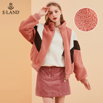 ELAND clothes love sweet casual loose granular cashmere imitation cashmere short coat womens cotton padded clothes